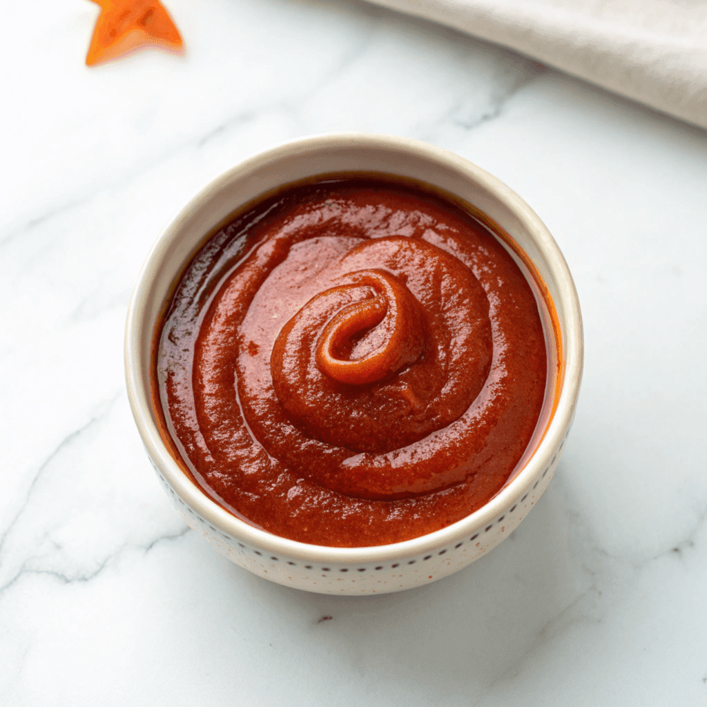 Authentic Korean Gochujang Sauce Vibrant, deep red Korean gochujang sauce in a bowl.