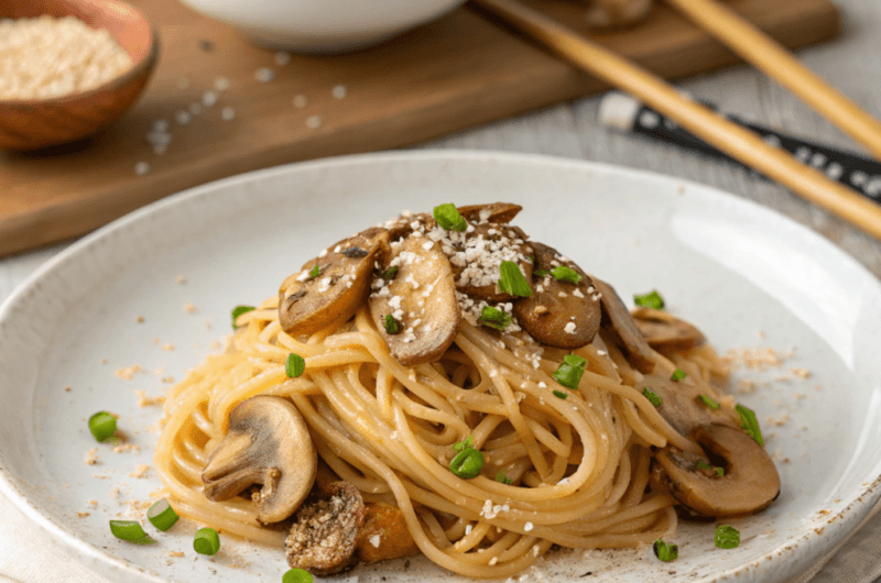The best Japanese-Italian Miso Pasta with Mushrooms and Garlic